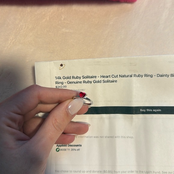 14k white gold ruby solitaire ring- heart cut natural ruby ring. 
Ring size 4 US - Picture 1 of 4